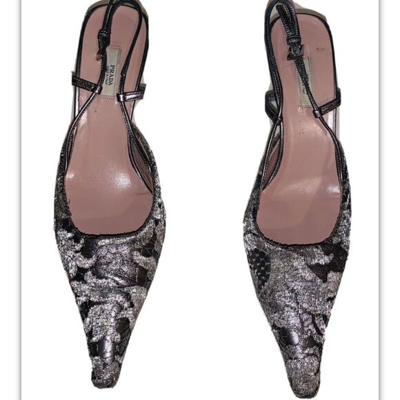 Prada Argento silver sling back size 36.5 - Picture 2 of 7